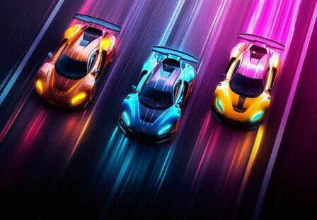 Neon Super Cars fotobehang 