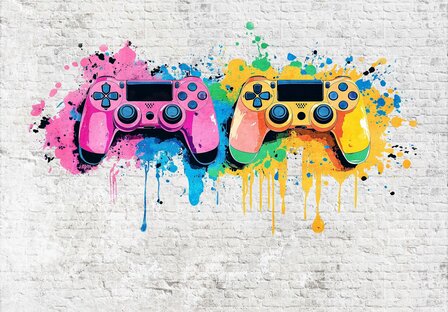 Game Controllers fotobehang Witte Muur
