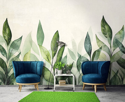 Groene Bladeren fotobehang V02