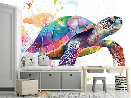 Aquarel Zeeschildpad fotobehang 