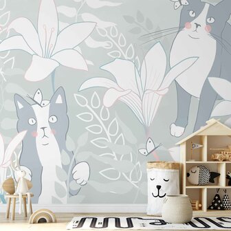 Katten behang Cat Matters - Grijs