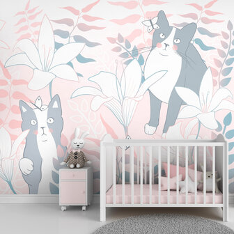 Katten behang Cat Matters - Roze