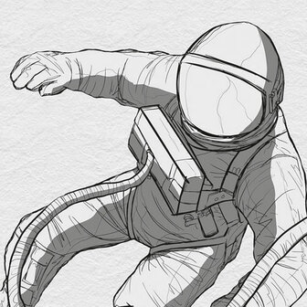 Astronauten behang Grijs