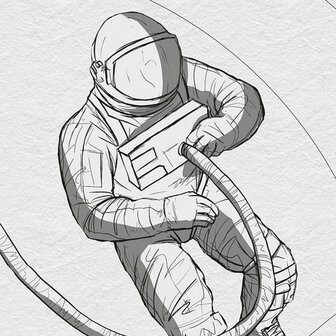 Astronauten behang Grijs