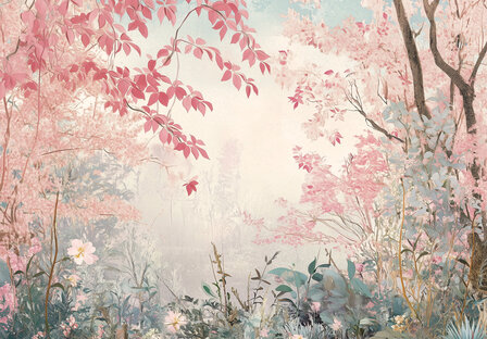 Bos fotobehang Pink Forest