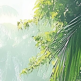 Jungle fotobehang Zonnestralen