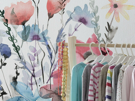 Aquarel bloemen behang Aquitaine