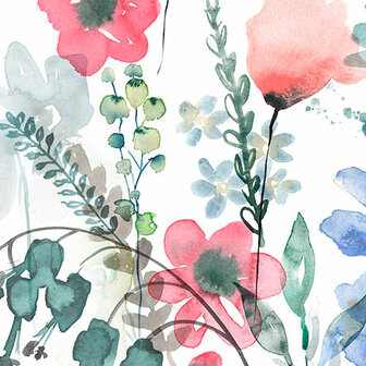 Aquarel bloemen behang Aquitaine