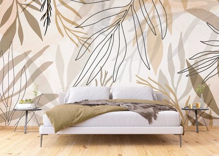 Bladeren fotobehang Beige Foliage XL