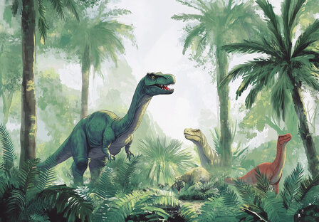 Dinosaurus fotobehang In het oerwoud