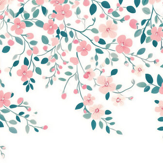 Hippe roze bloemetjes fotobehang 
