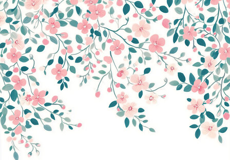 Hippe roze bloemetjes fotobehang 