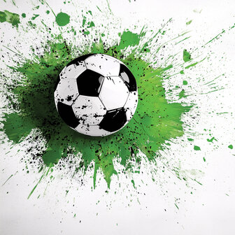 Voetbal op muur fotobehang Groen Wit