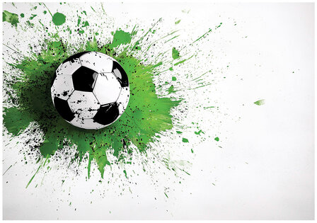 Voetbal op muur fotobehang Groen Wit