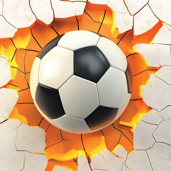 Voetbal op muur 3D fotobehang Oranje Wit