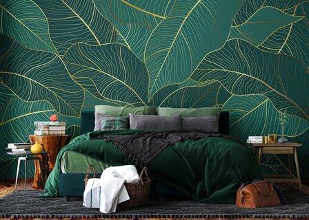 Emerald Leaves fotobehang XL