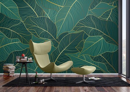 Emerald Leaves fotobehang XL