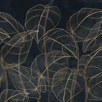 Golden Botanical Lines fotobehang XL