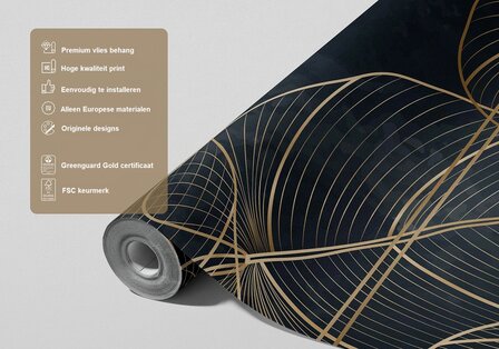 Golden Botanical Lines fotobehang XL