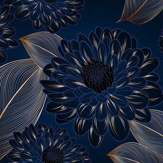 Chrysanten fotobehang Blauw XL