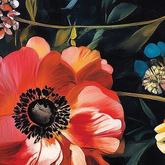 Bloemen fotobehang Rood Wit Blauw