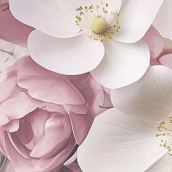 Witte en roze bloemen fotobehang