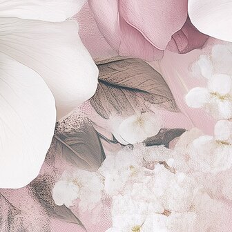 Witte en roze bloemen fotobehang