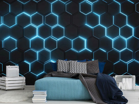 Hexagon fotobehang Blauw