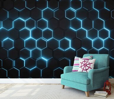 Hexagon fotobehang Blauw