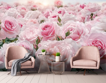 Roze rozen fotobehang V24
