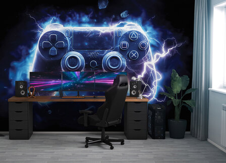 Game controller fotobehang Blauw