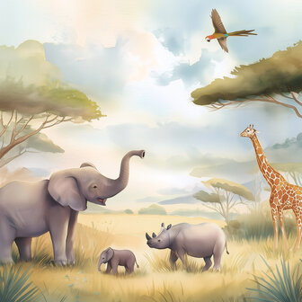 Jungledieren fotobehang Op de savanne