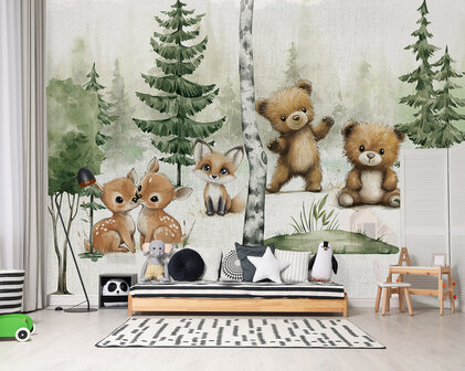 Bosdieren fotobehang Cuties