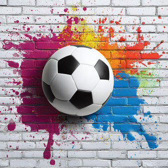 Voetbal op muur 3D fotobehang Verfspetters