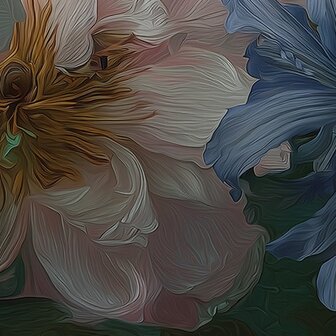 Donker bloemen fotobehang Oud-Hollandse Stijl