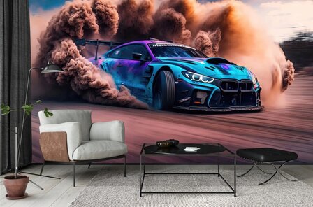 Raceauto Drift fotobehang VINYL 