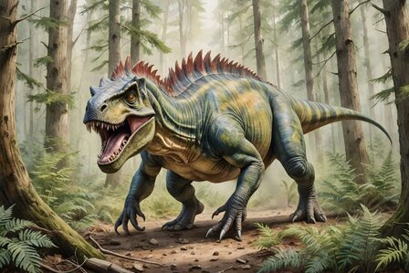 Dinosaurus fotobehang Allosaurus in het Oerwoud