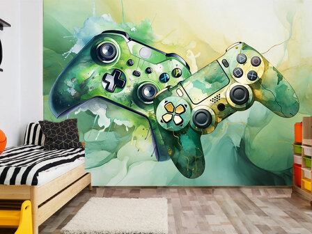 Game controllers fotobehang Groen