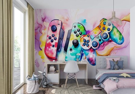 Kleurrijke Game Controllers fotobehang 