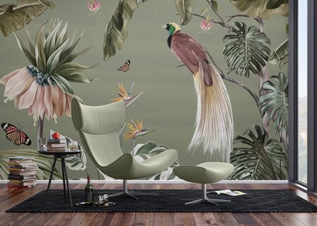 Tropisch Jungle Fotobehang met Paradijsvogel