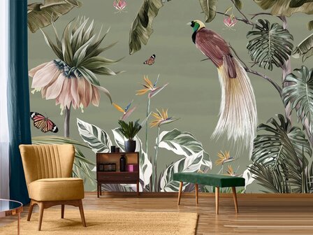 Tropisch Jungle Fotobehang met Paradijsvogel