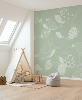 Kinderkamer Vogel behang Naive Birds