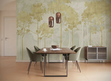 Bos fotobehang Golden Pines