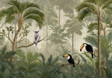 Jungle fotobehang Witte Aap