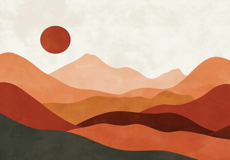 Abstract Landschap Fotobehang Terracotta