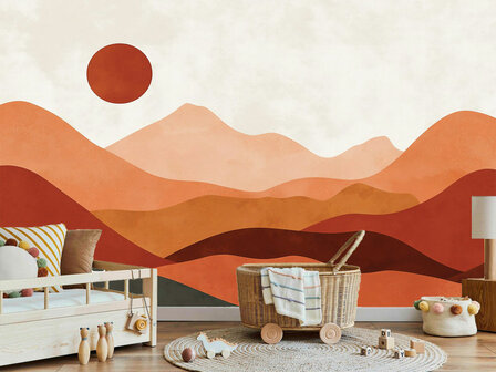 Abstract Landschap Fotobehang Terracotta