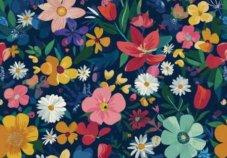 Kleurrijke Hippe Bloemen fotobehang 