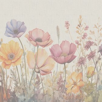 Aquarel Bloemenveld fotobehang