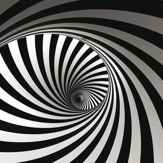 Zwart wit Spiraal tunnel behang XL