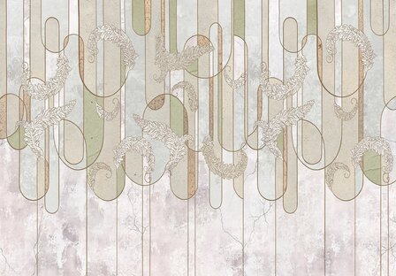 Art Deco Feathers Lines GEHELE afbeelding